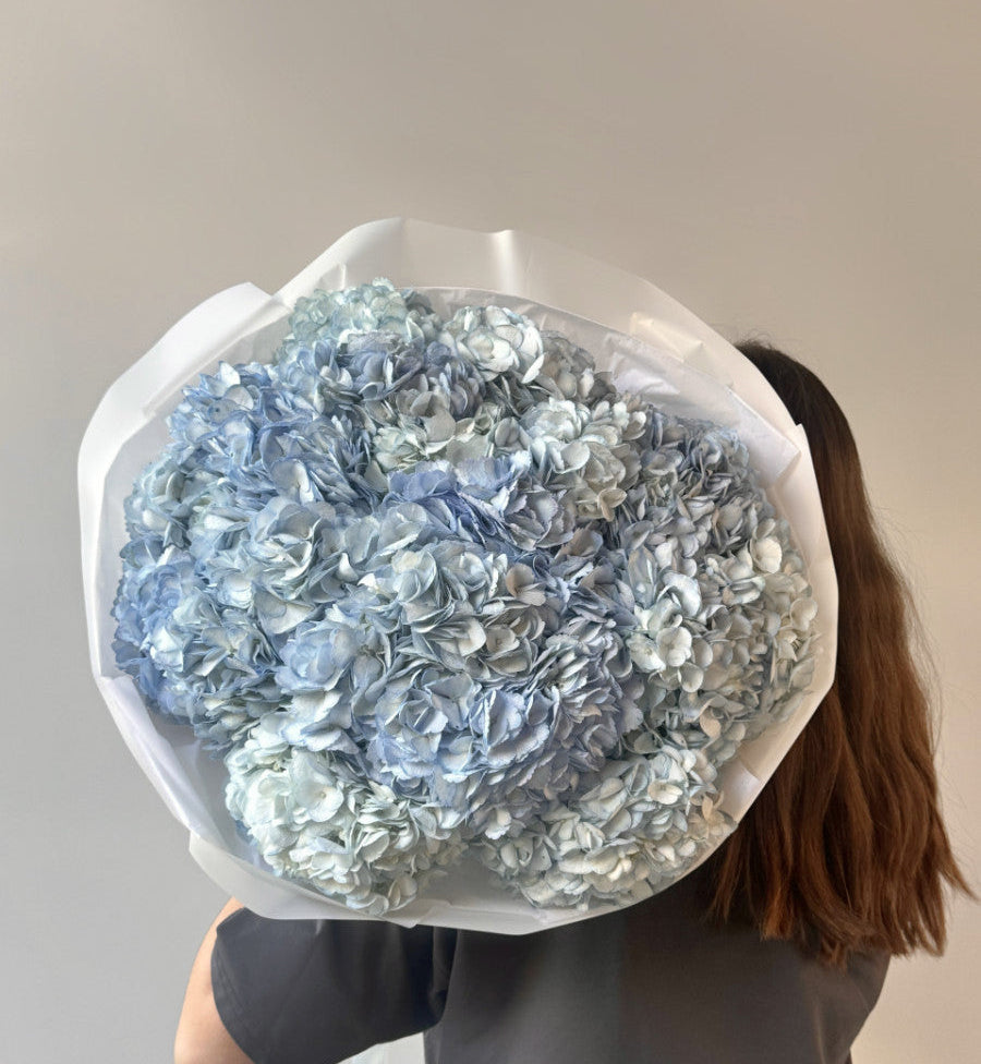 Bouquet of 35 blue hydrangeas