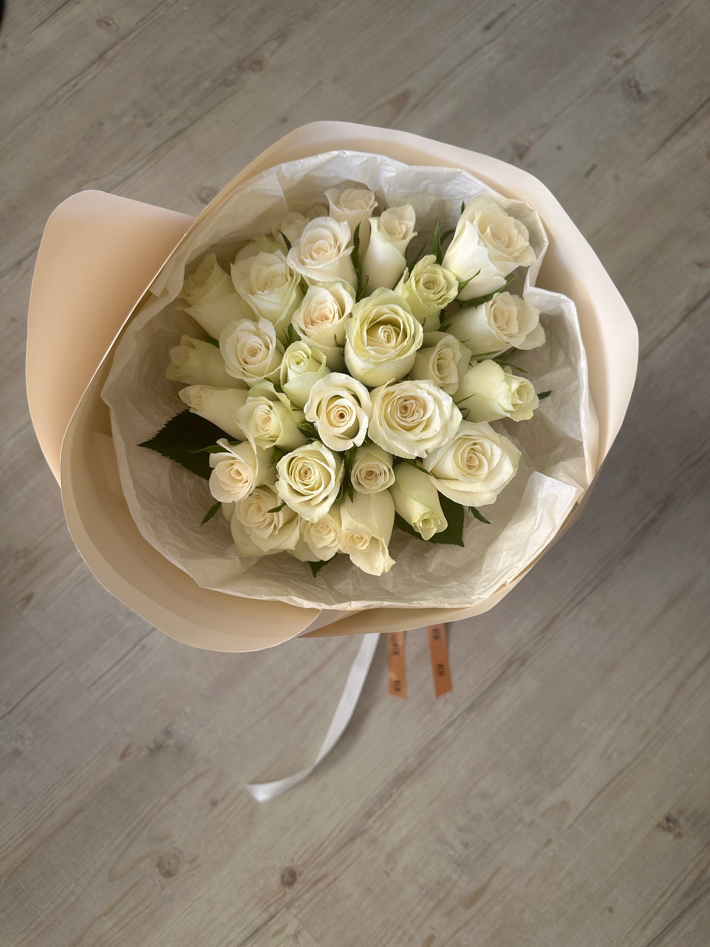 White Rose Bouquet β Beige Wrap | SAME-DAY LOCAL DELIVERY π
