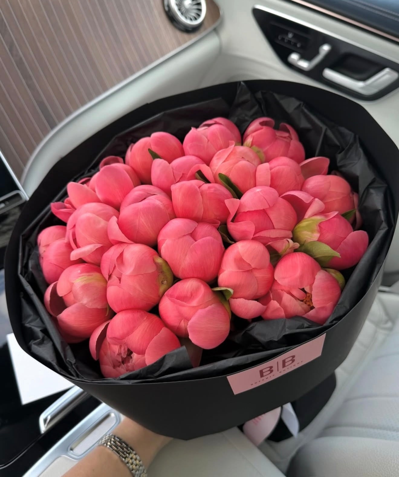 Coral peony flower bouquet for elegant flower delivery