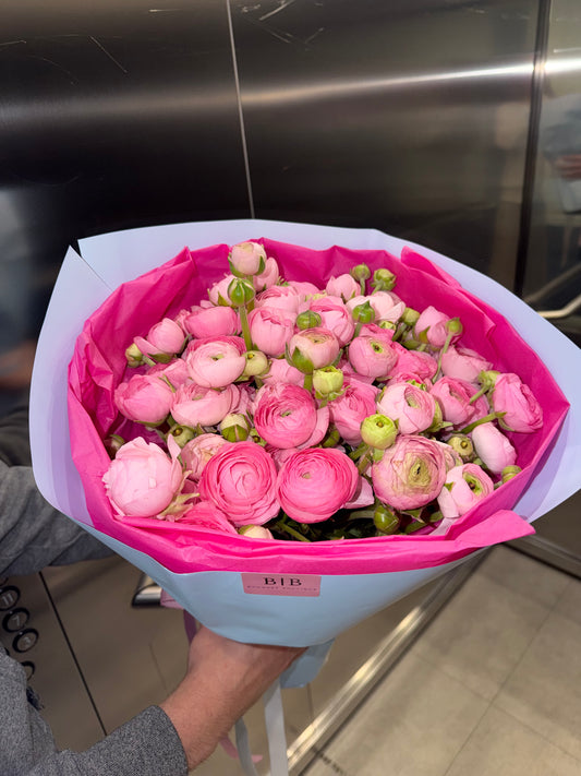 Aesthetic designer bouquet of 50 peony roses (ranunculus) |  Mother's Day Flowers