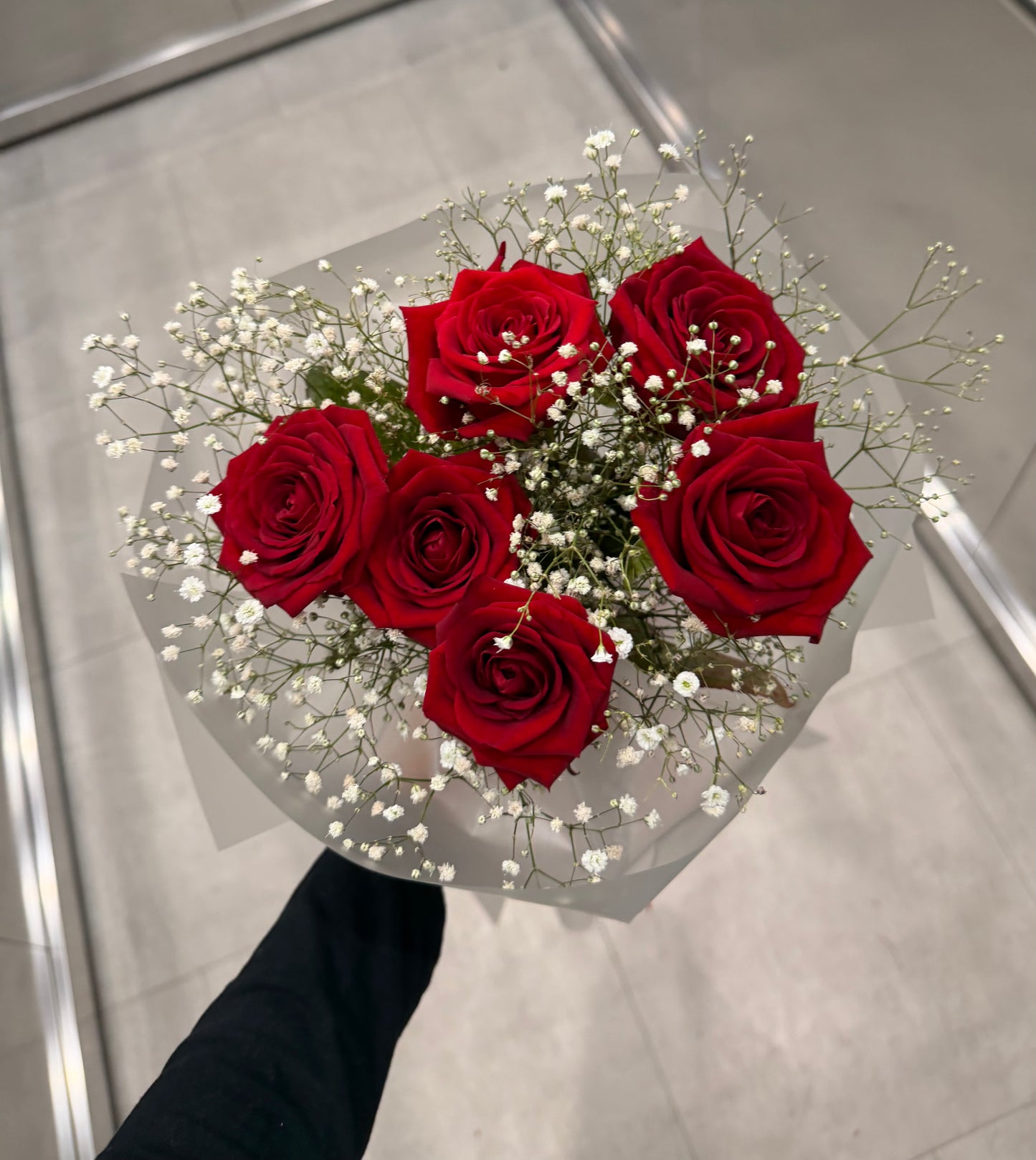 Mini Red Roses & Gypsophila Bouquet