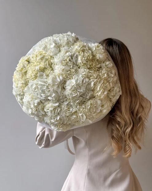 Bouquet of 35 white hydrangeas