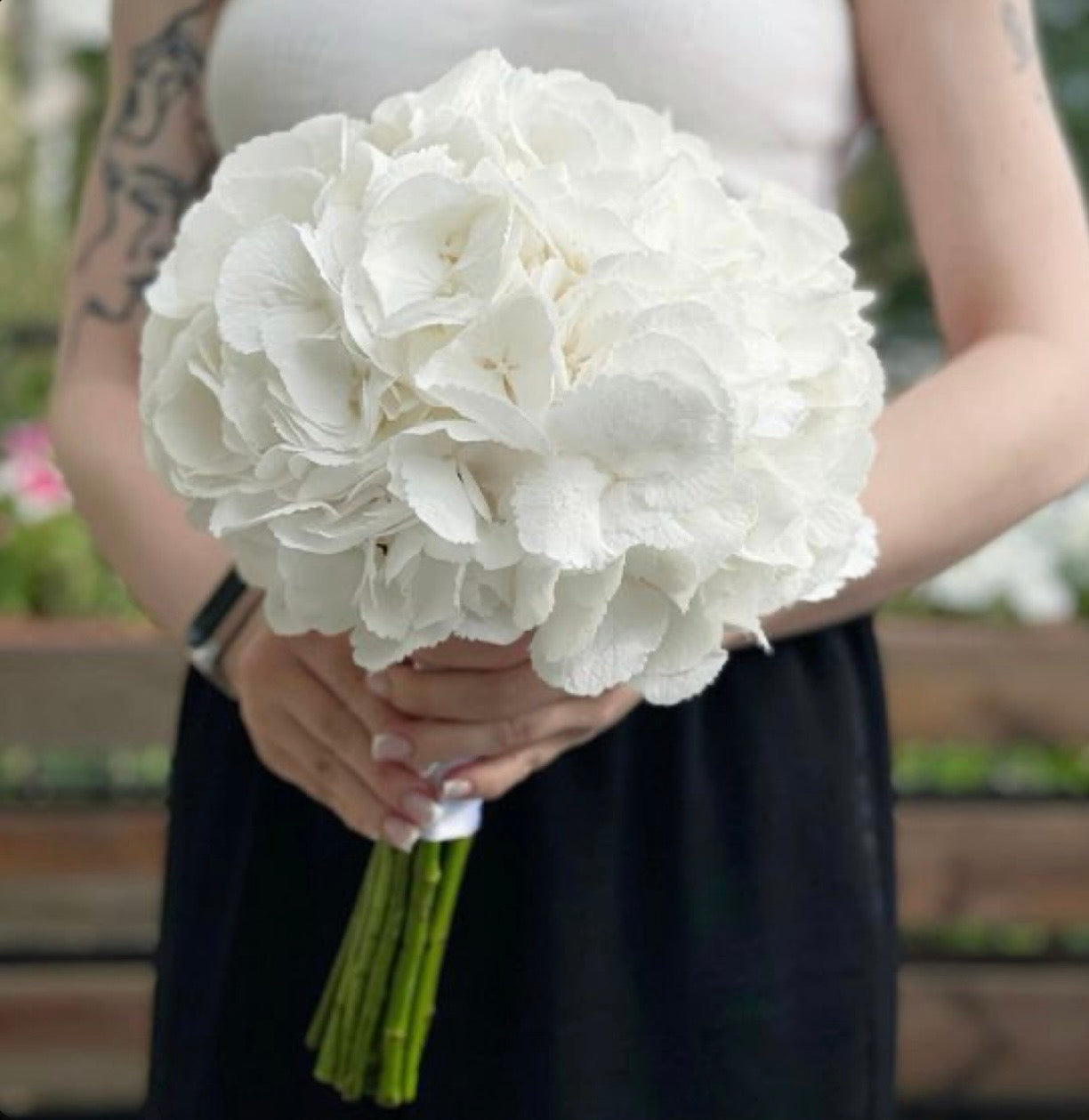 Elegant hydrangea wedding bouquet with soft blooms for bridal arrangement