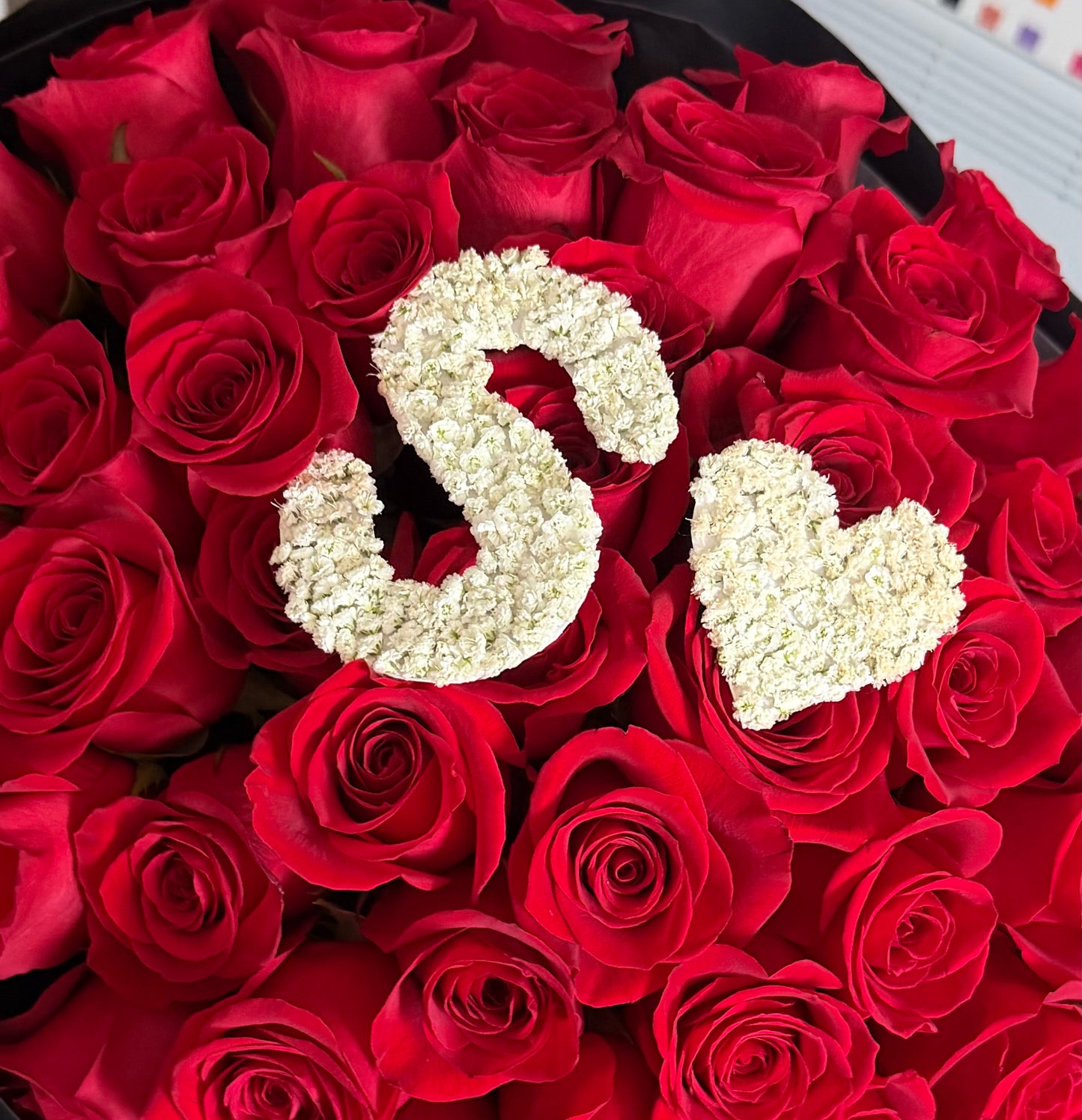 Personalised Baby’s Breath Floral Letter – Name & Heart