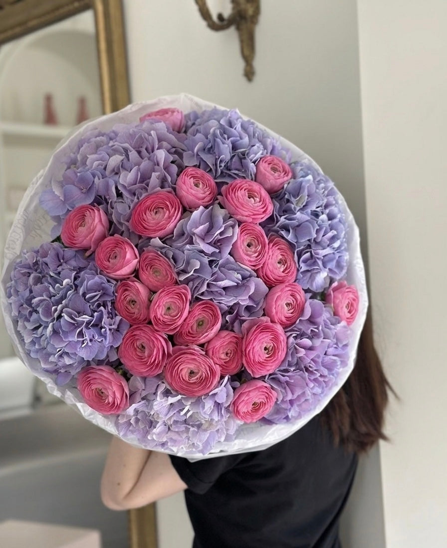 Luxury bouquet of Peony Roses and Purple Hydrangeas — the signature color of International Women’s Day 💜 | LAST ONE