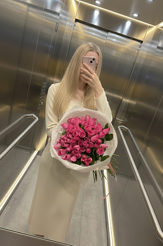 Bouquet of 50 pink roses